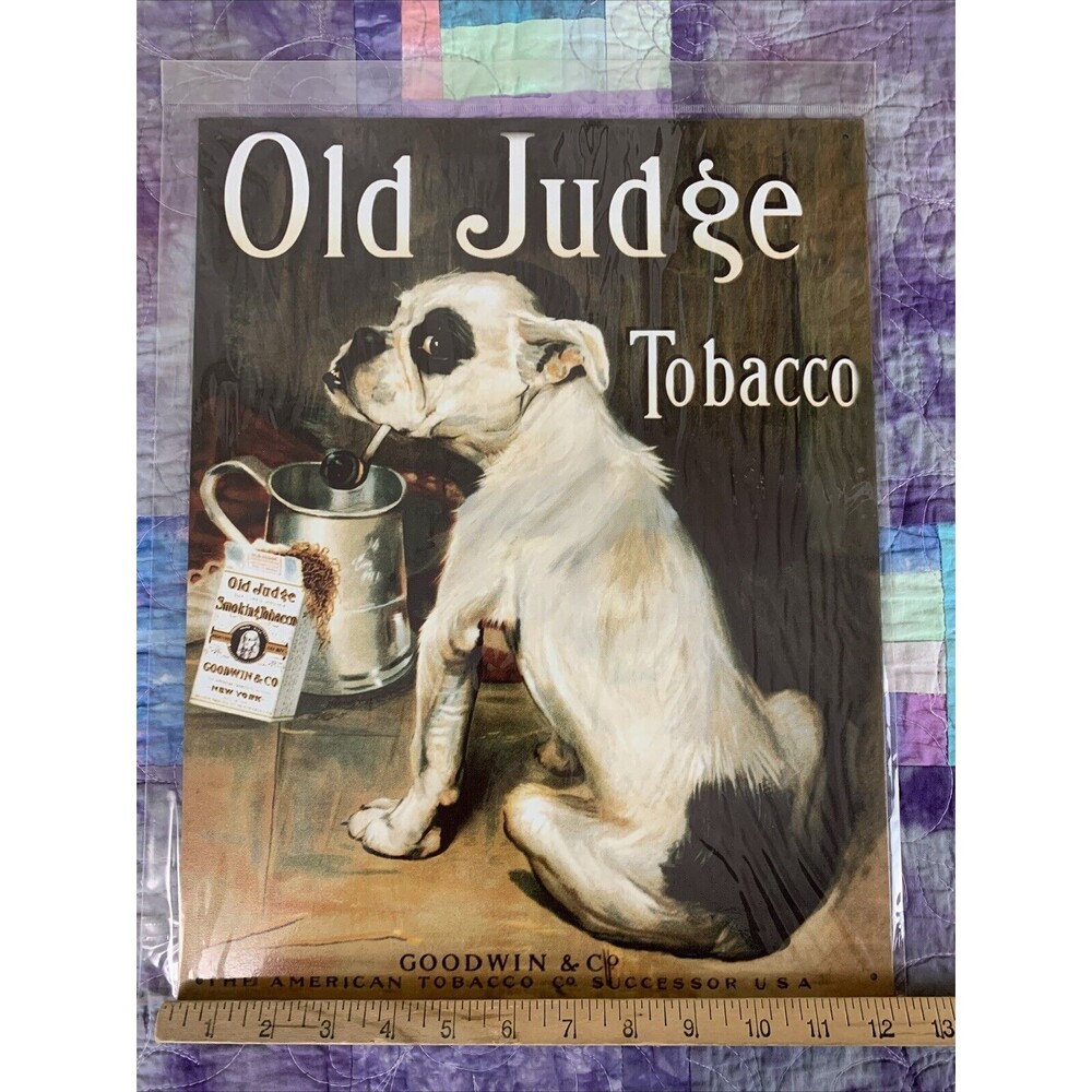 Old Judge Smoking Tobacco Goodwin Bull Dog Metal Sign 12.5” x 16” Reproduction - Picture 2 of 3
